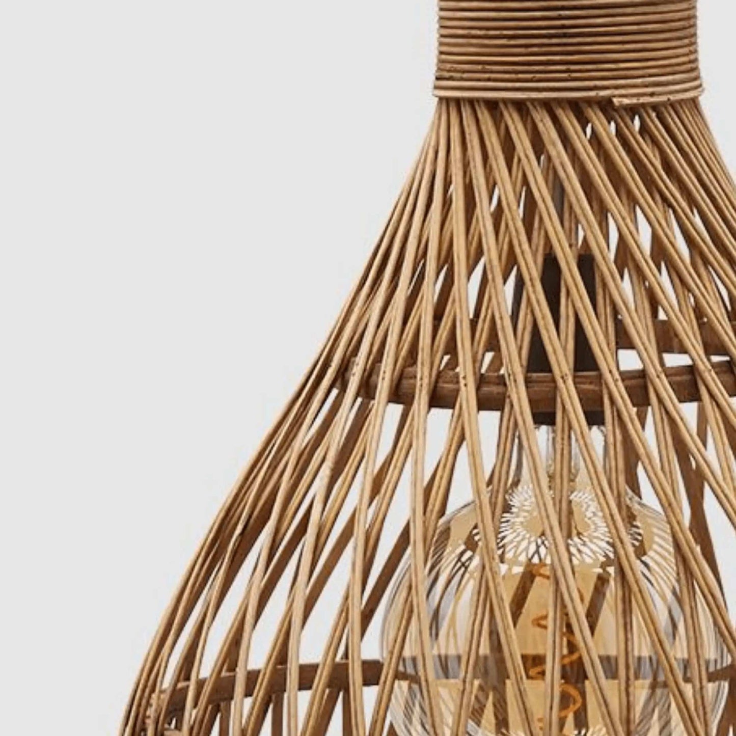 Ceiling light made of natural bamboo rhombus pattern H 17" Ø 13"