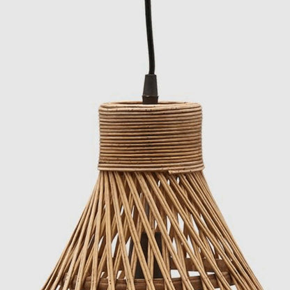 Ceiling light made of natural bamboo rhombus pattern H 17" Ø 13"