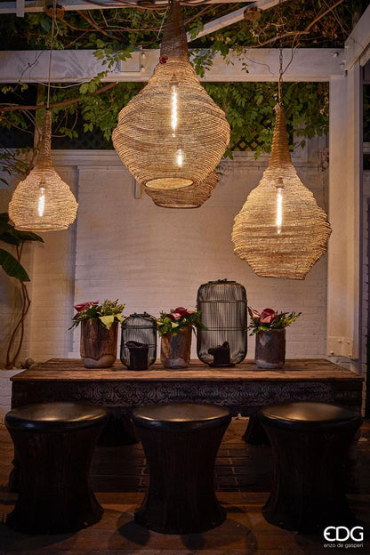 Oriental brass ceiling light for LED lamp - H 33" Ø 17"