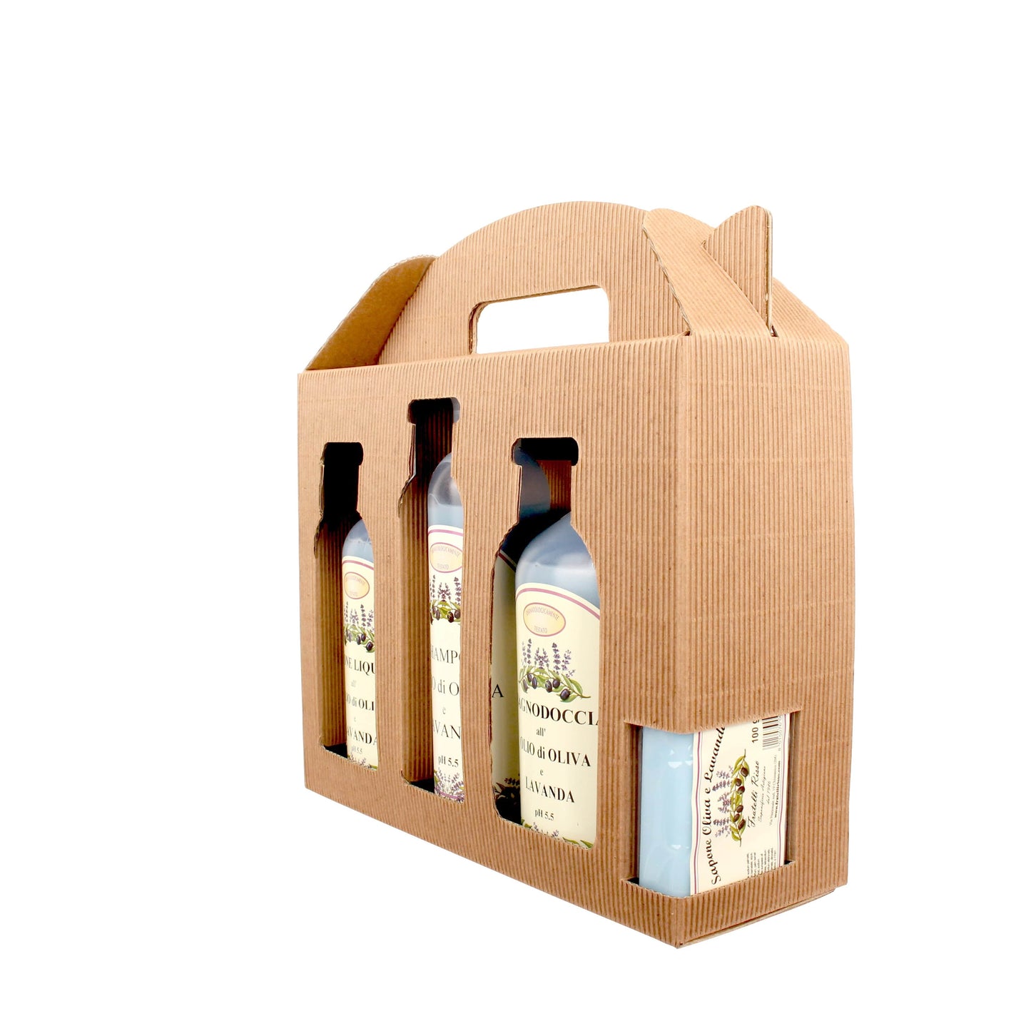 4-piece natural care set made of olive oil with lavender