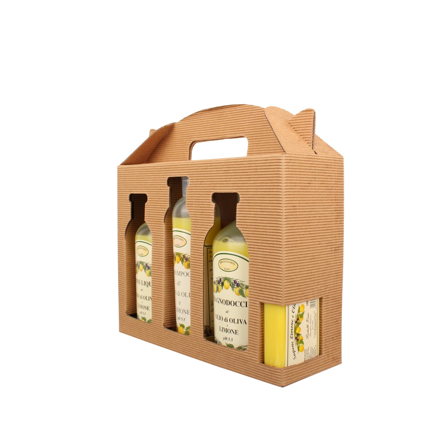 4-piece natural care set made of olive oil with lemon