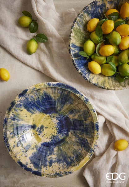 Serving bowl ceramic with batik effect - H 4.3" Ø 16.0"