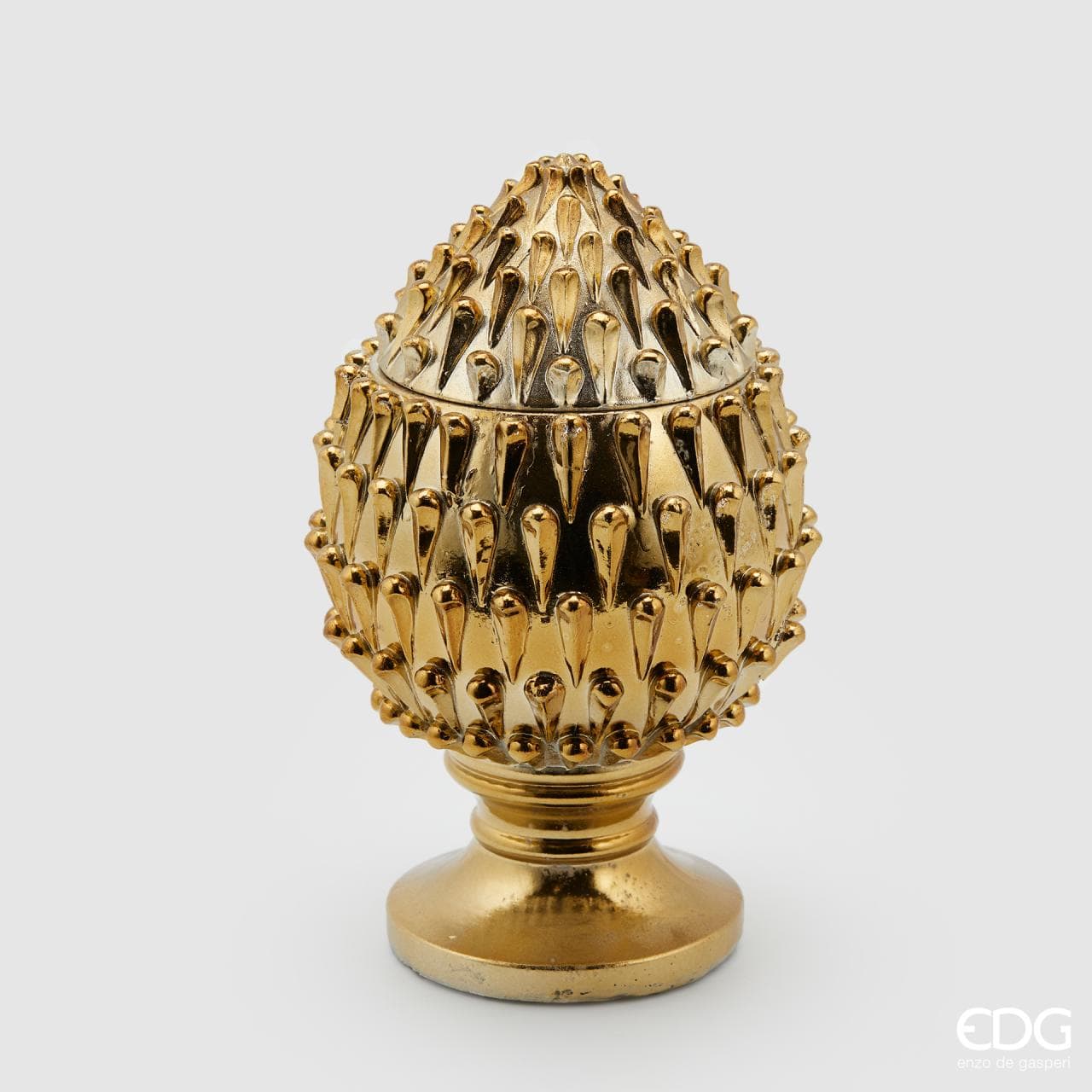 Pine cone with gold lacquer and lid H 9.4" Ø 5.9"
