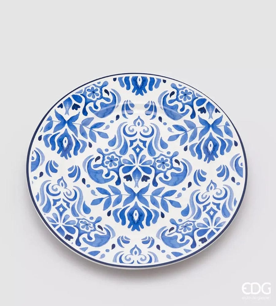 Dinner plate series Capri - white porcelain, painted blue - H 0,78" Ø 10.62"