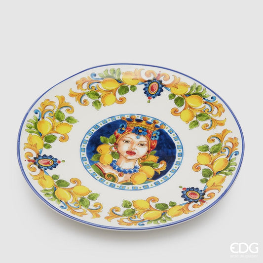 Place plate with colorful motif from Sicily - Ceramic H 0.98" Ø 11.41"