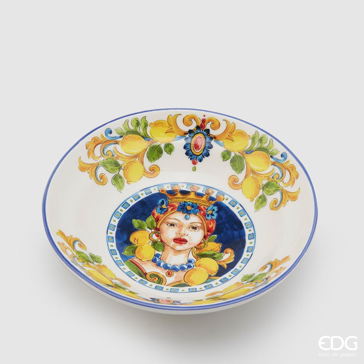 Soup plate with colorful motif from Sicily - Ceramic H 1.95" Ø 8.97"