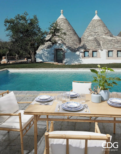 Soup plate Capri series - white porcelain, painted blue H 1.37" Ø 8.56"