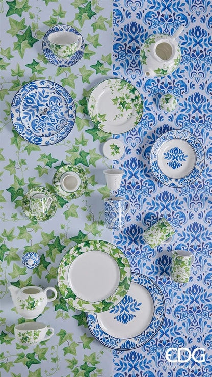 Soup plate Capri series - white porcelain, painted blue H 1.37" Ø 8.56"