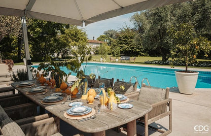 Soup plate Capri series - white porcelain, painted blue H 1.37" Ø 8.56"