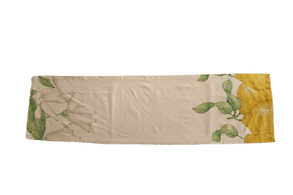 Table runner 66.3" x 19.5" cream with lemon print - 100% Co
