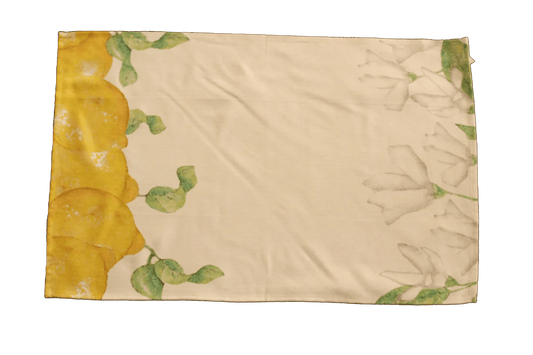 Table runner 19.5"x27.3" cream with lemon print 100% Co Made in Italy