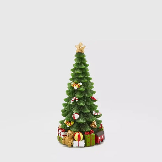 Large Christmas tree candle with Christmas presents H 8.6"