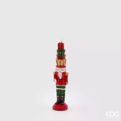 Large Christmas candle as a grenadier with gifts H 8.6"