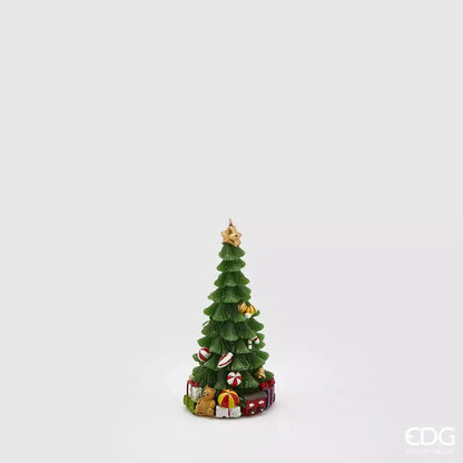 Small Christmas tree candle with Christmas presents H 4.9"