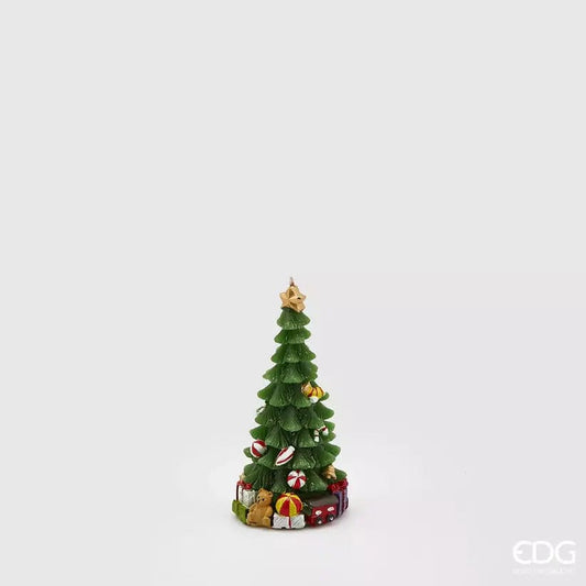 Small Christmas tree candle with Christmas presents H 4.9"