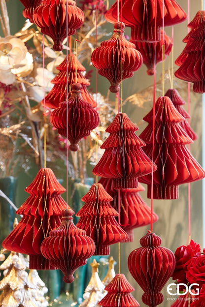 Christmas decoration Christmas tree red made of paper - Origami - Ø 8.6"