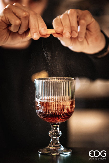 Italiving wine glass Smoke grey white wine glass with wave design – style meets elegance