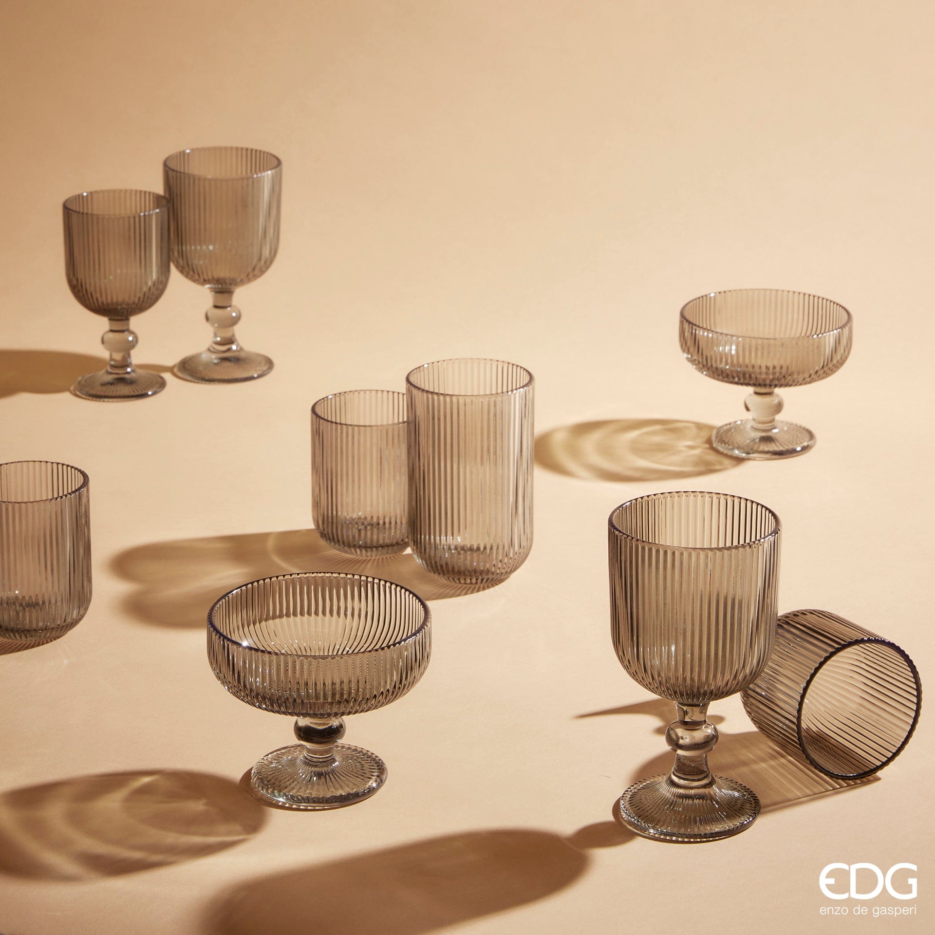 Italiving wine glass Smoke grey white wine glass with wave design – style meets elegance